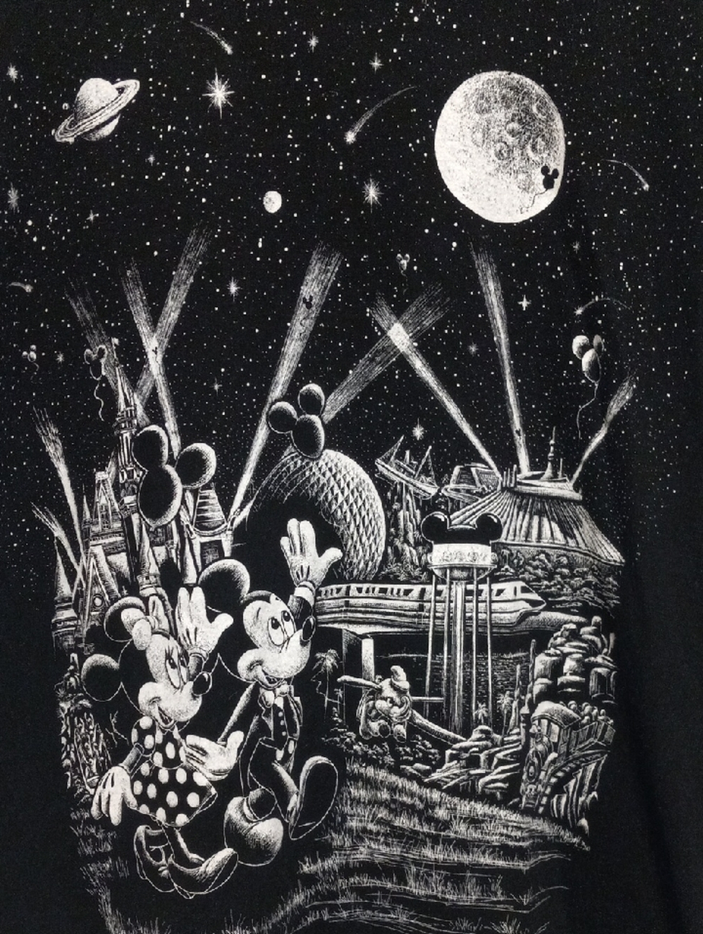 Vintage Disney Parks 80s Tshirt Dumbo Space Mountain Train Celestial Graphics